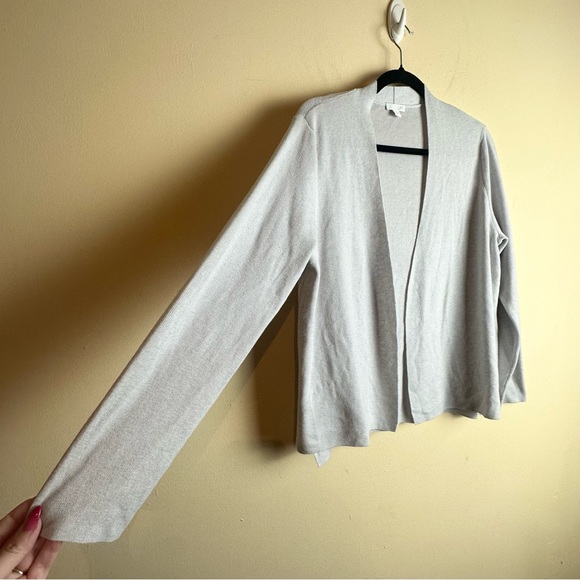 J. Jill Light Gray Wool Blend Open Front Cardigan Sweater Women’s Size Medium - Picture 3 of 12